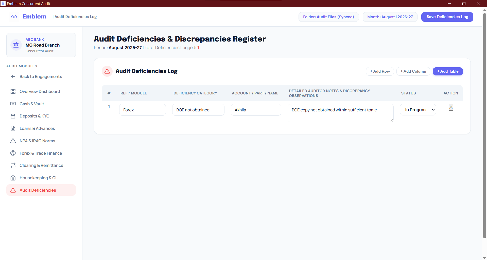 Audit Deficiencies